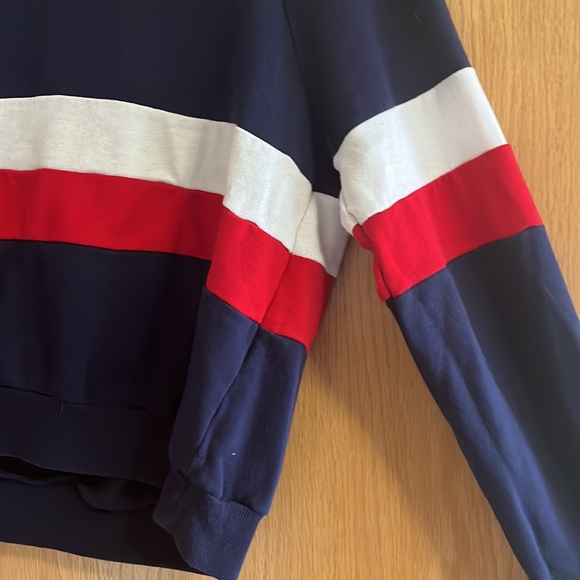 Women’s Red, White, & Navy Cropped Sweater - Picture 2 of 2